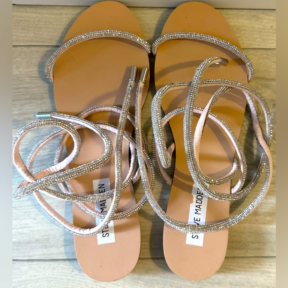 Steve Madden Metallic Wrap Sandals, Size 8